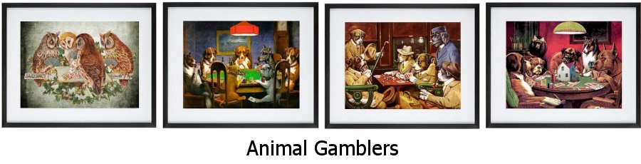 Animal Gamblers Framed Prints